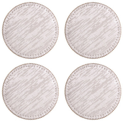 Orsina Set Of Four Round CoastersContemporary Heat Resistant Drink MatsStylish Faux Leather from B&Q