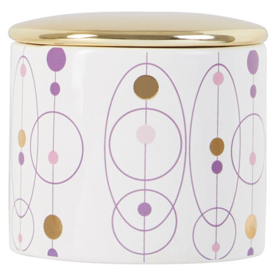 Orsina Dolomite Cotton Ball Canister,white Glazed Holder,bathroom Cotton Ball Container With Golden Airtight Lid from B&Q
