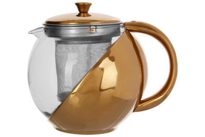 Orsina Unisex Gold Durable Finish Glass 600Ml Teapot With Infuser, Durable Tea Pot For Dining Table, Practical Tea Pot - Image 5