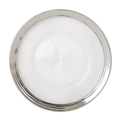Orsina Ida 27Cm Embossed Dinner Plate With Silver Rim from B&Q