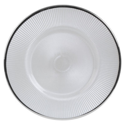 Orsina Ida 27Cm Embossed White Glass Dinner Plate from B&Q