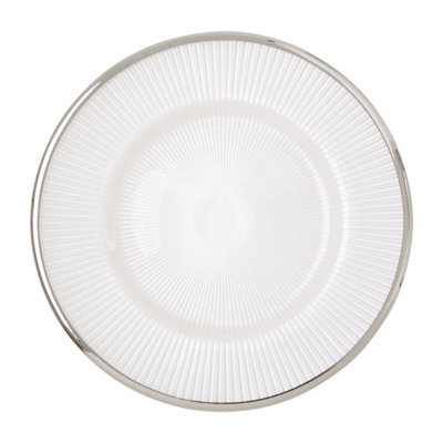 Orsina Ida 21Cm Embossed White Glass Side Plate from B&Q