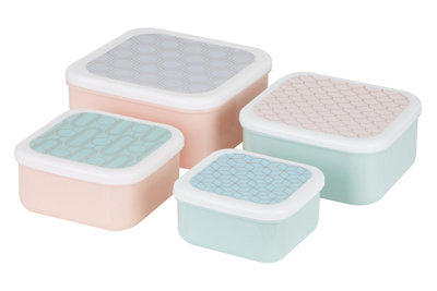 Premier Housewares Interiors By Premier Stackable Design Set Of 4 Frosted Deco Lunch BoxesVersatile Assortment Of Multisized Pp Lunch Boxes from B&Q