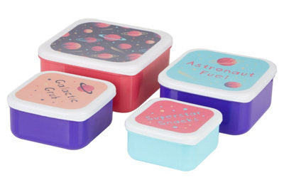 Orsina Stackable Design Set Of 4 Space Design Lunch BoxesVersatile Assortment Of Multisized Pp Lunch Boxes from B&Q