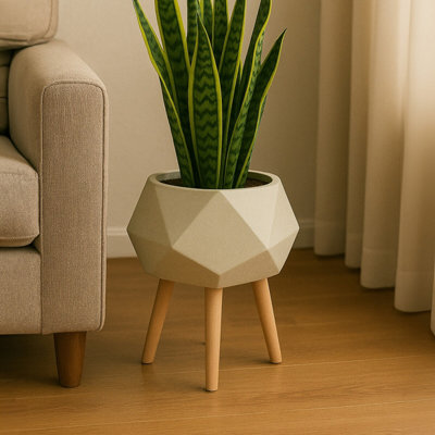 Orsina Darnell White Multifaceted Planter from B&Q