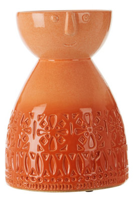 Orsina Ceramic Face Vase,medium Coral Stoneware,engraved Face Pottery Vase For Home Decor,decorative Flower Vase from B&Q