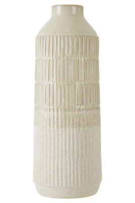 Orsina Modern Large Grey Textured Glass VaseRibbed Design Flower Vase For Contemporary SpacesModern Large Vase from B&Q