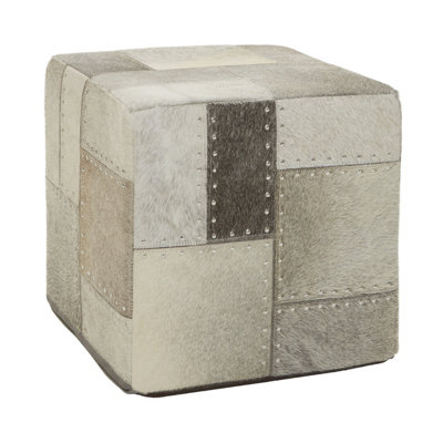 Orsina Safira Grey Fabric Pouffe from B&Q