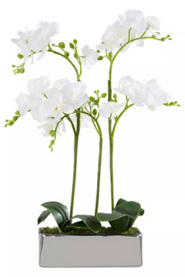 Orsina Fiori White Orchid Plant In Rectangular Pot Artificial Plant Foliage from B&Q