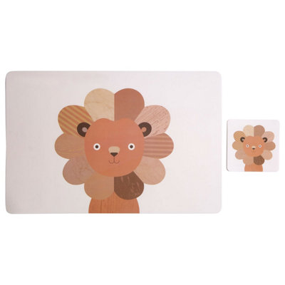 Orsina Set Of Two Lion Placemats And CoastersAdorable Safari-Themed Tableware For Kids from B&Q