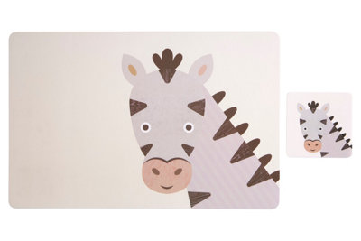 Orsina Set Of Two Zebra Placemats And CoastersSafari-Themed Tableware For KidsHeat Resistant Plastic Mats from B&Q