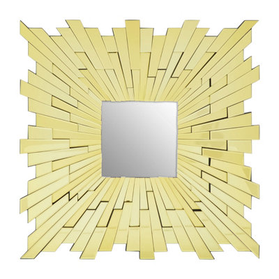 Orsina Large Square Wall Mirror90Cm Framed Full Size Mirror With Reflective Tiled BorderLuxe Statement Mirror from B&Q