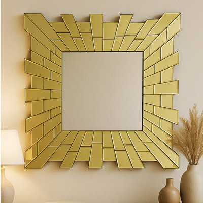 Orsina Small Square Wall Mirror With Tapered Glass & Reflective Tiled FrameDecorative Accent60Cm Small Mirror from B&Q