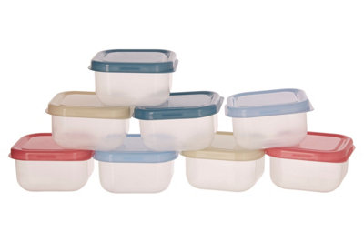 Orsina Set Of Eight Multicolour Mini Storage Containers100Ml CapacityBpa-Free Plastic With Secure Snap-On Lids from B&Q