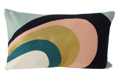 Orsina Curved Stripes Soft Fabric Cushion from B&Q