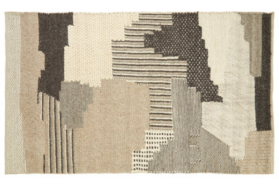 Orsina Large Handcrafted Patchwork RugMuted Colour Tribal-Inspired Area RugSoft Wool & Cotton Blend Rug from B&Q