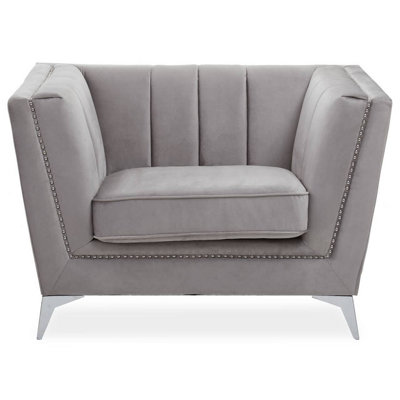 Orsina Grey Velvet ChairComfortable Velvet Desk ChairBackrest Velvet ArmchairCozy Armchair from B&Q