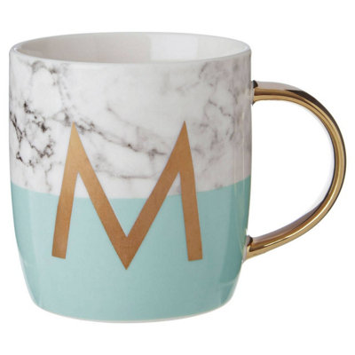 Orsina Stylish Pastel Green M Letter Monogram MugPersonalized Coffee Mug For KitchenDurable Mug For Breakfast from B&Q