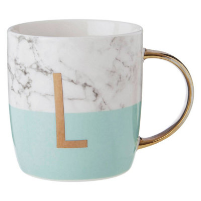 Orsina Personalized Pastel Green L Letter Monogram MugStylish Coffee Mug For KitchenDurable Mug For Breakfast from B&Q