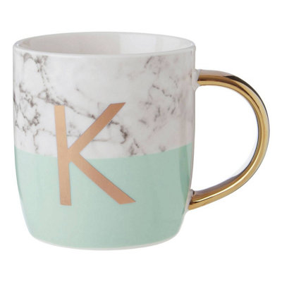 Orsina Personalized Pastel Green K Letter Monogram MugStylish Coffee Mug For KitchenDurable Mug For Breakfast from B&Q