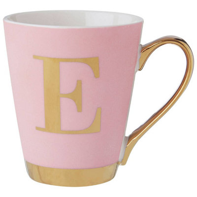 Orsina Personalized Pink Frosted Deco E Letter Monogram MugStylish Mug For KitchenDurable Mug For Breakfast from B&Q