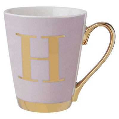 Orsina Personalized Pastel Pink Frosted Deco H Letter Monogram MugStylish Coffee MugDurable Mug For Breakfast from B&Q