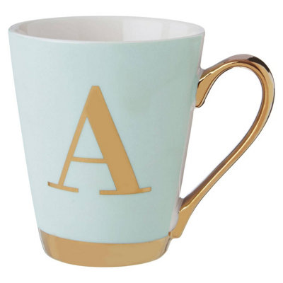 Orsina Stylish Green Frosted Deco A Letter Monogram MugPersonalized Mug For KitchenDurable Mug For Breakfast from B&Q