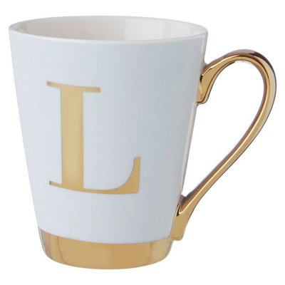 Orsina Personalized White Frosted Deco L Letter Monogram MugStylish Mug For KitchenDurable Mug For Breakfast from B&Q
