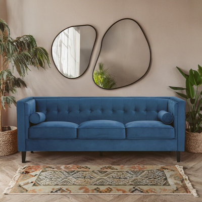 Premier Housewares Blue Interiors By Premier Helia Velvet Sofa