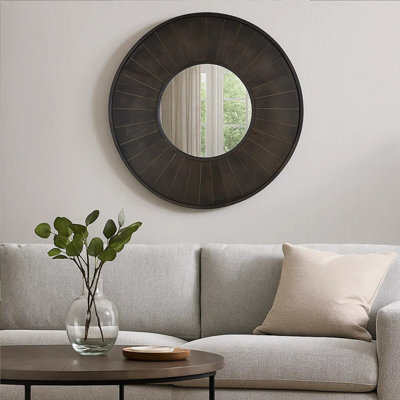 Orsina Sagor Wall MirrorGreyMetalWood from B&Q