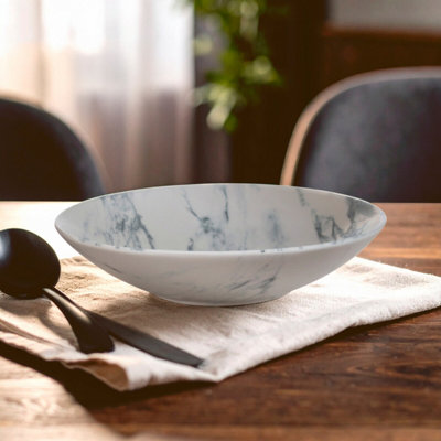 Orsina Porcelain Soup Bowl,curved Mixing Bowl With Subtle Gold Detail & Veined Interior,perfect For Serving Soups from B&Q