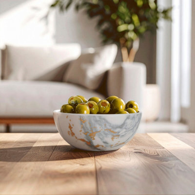 Orsina Matte Porcelain Snack Bowl With Gold-Toned Rim,serving Dish,multipurpose MixingPlating & Portioning Bowl from B&Q