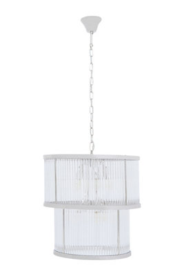 Orsina 2 Tier Nickel Finish Glass ChandelierGlass Pane Pendant LightAdjustable Industrial Luxe Lighting Fixture from B&Q