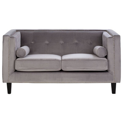 Orsina Felisa Two Seater Grey Velvet Sofa from B&Q
