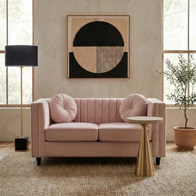 Orsina Farah 2 Seat Pink Velvet Sofa from B&Q