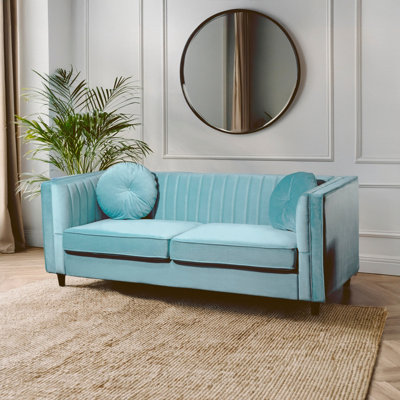 Orsina Farah Three Seater Midnight Green Velvet Sofa from B&Q