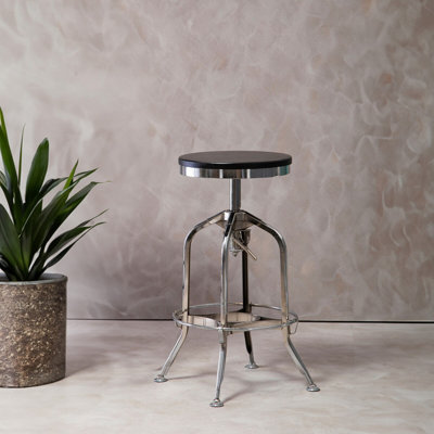 Orsina Gator Ash Wood Silver Chromed Metal Stool from B&Q