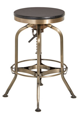 Orsina Gator Ash Wood Seat Metallic Stool from B&Q