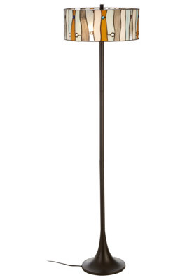 Orsina Jewel Deco Floor LampHand Rolled Art Glass With Jewel DetailingRustic Bronze FrameTiffany Lighting from B&Q