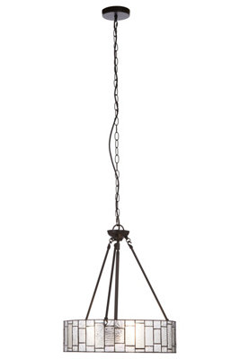 Orsina Etched Glass Deco Pendant LightWarm Bronze Frame With Geometric Glass ShadeAmbient Ceiling Light from B&Q