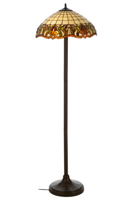 Orsina Tiffany Umbrella Shade Floor LampArt Nouveau Wisteria DesignNature-Inspired Multicoloured Glass Shade from B&Q