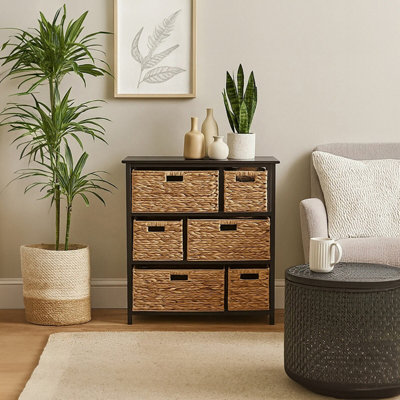 Orsina Stylish 6 Drawers Black Frame Storage UnitModern Chest Of Drawers For LivingroomMinimalist Storage Chest from B&Q