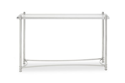 Premier Housewares Interiors By Premier Decent Silver Console Table With Clear GlassStylish Metallic Finished Decorative TableSilver Table from B&Q