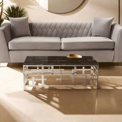 Orsina Geometric Style Black Marble Coffee TableSpacious Rectangular TableVersatile Decorative Table For Patio from B&Q