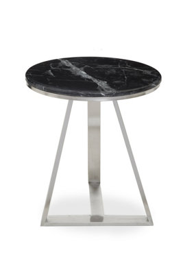 Orsina Luxe Side Table With Black Marble TopElegant Bedside TableSturdy Small TableSilver Rectangular Table from B&Q