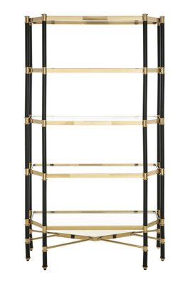 Orsina 5-Tier Shelf UnitModern Storage SolutionGold Shelf UnitGold And Glass Shelving UnitGold Shelf Unit from B&Q