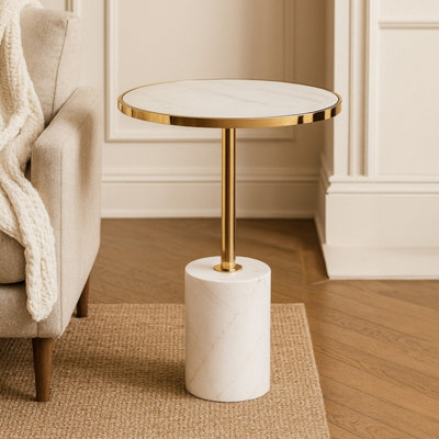 Orsina Oria White Marble End Table from B&Q