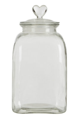 Orsina Large Storage JarGlass Canister With Heart-Shaped LidIdeal For Storing SweetsSpices