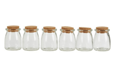 Orsina Set Of Six Round Glass Jars160Ml Capacity EachEco-Friendly Glass With Airtight Cork Lids from B&Q