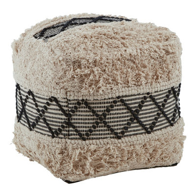 Orsina Cefena Black And White Shaggy Pouffe from B&Q